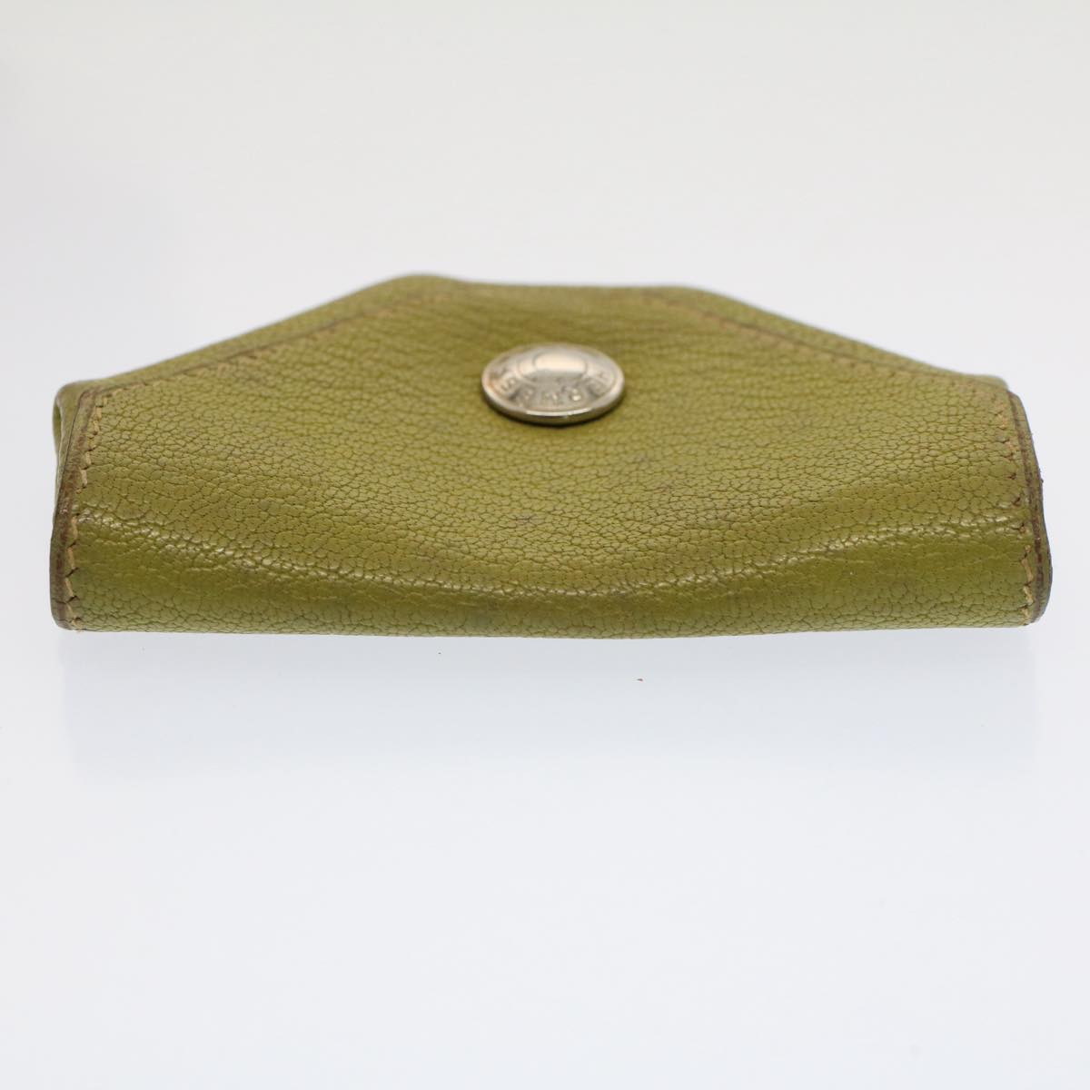 HERMES Revan Cattle Coin Purse Leather Green Auth yb333
