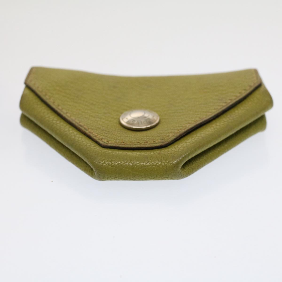 HERMES Revan Cattle Coin Purse Leather Green Auth yb333