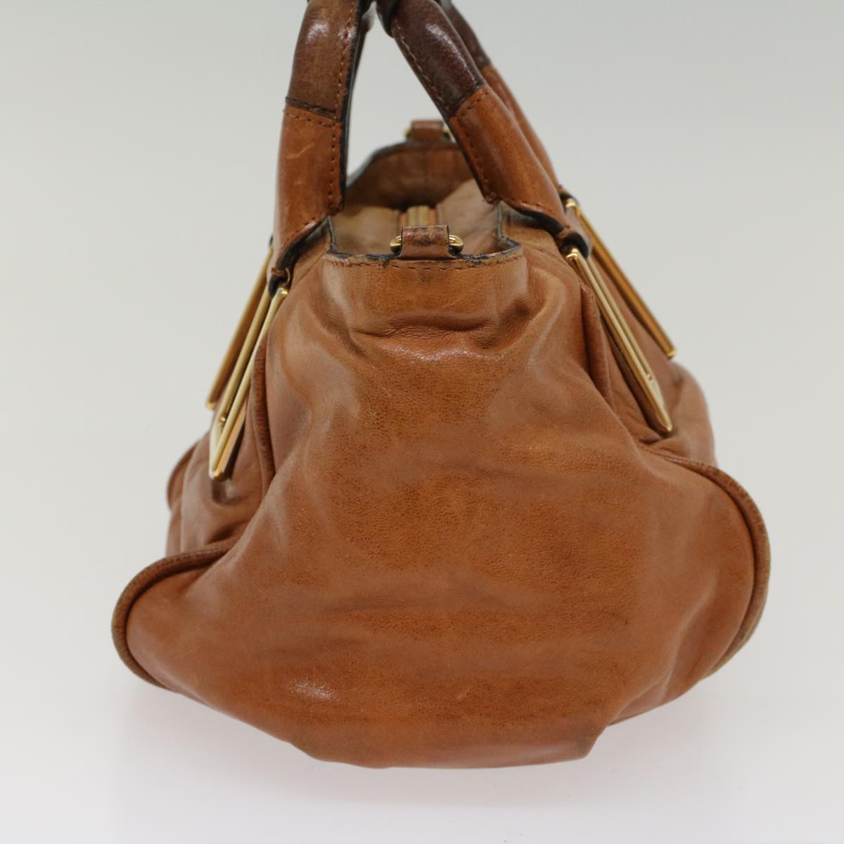 Chloe Etel Hand Bag Leather Brown Auth yb342
