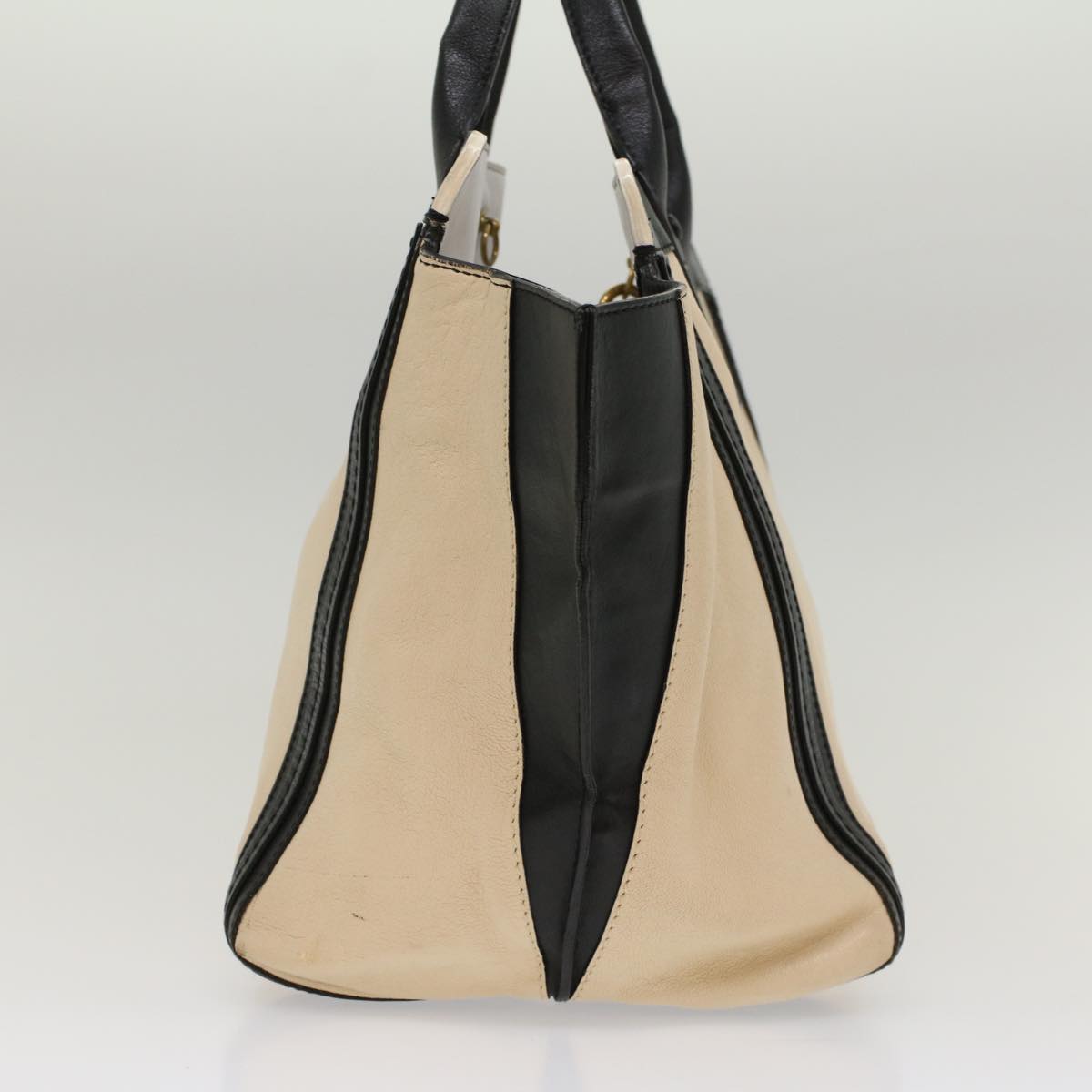 Chloe Hand Bag Leather Beige 02-14-50-65 Auth yb346