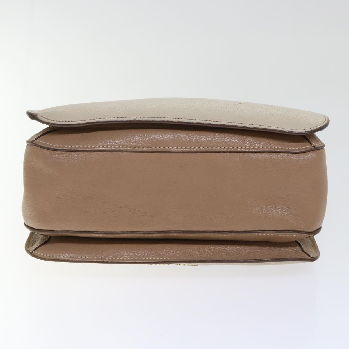 Miu Miu Madras Hand Bag Leather 2way Beige Auth yb350