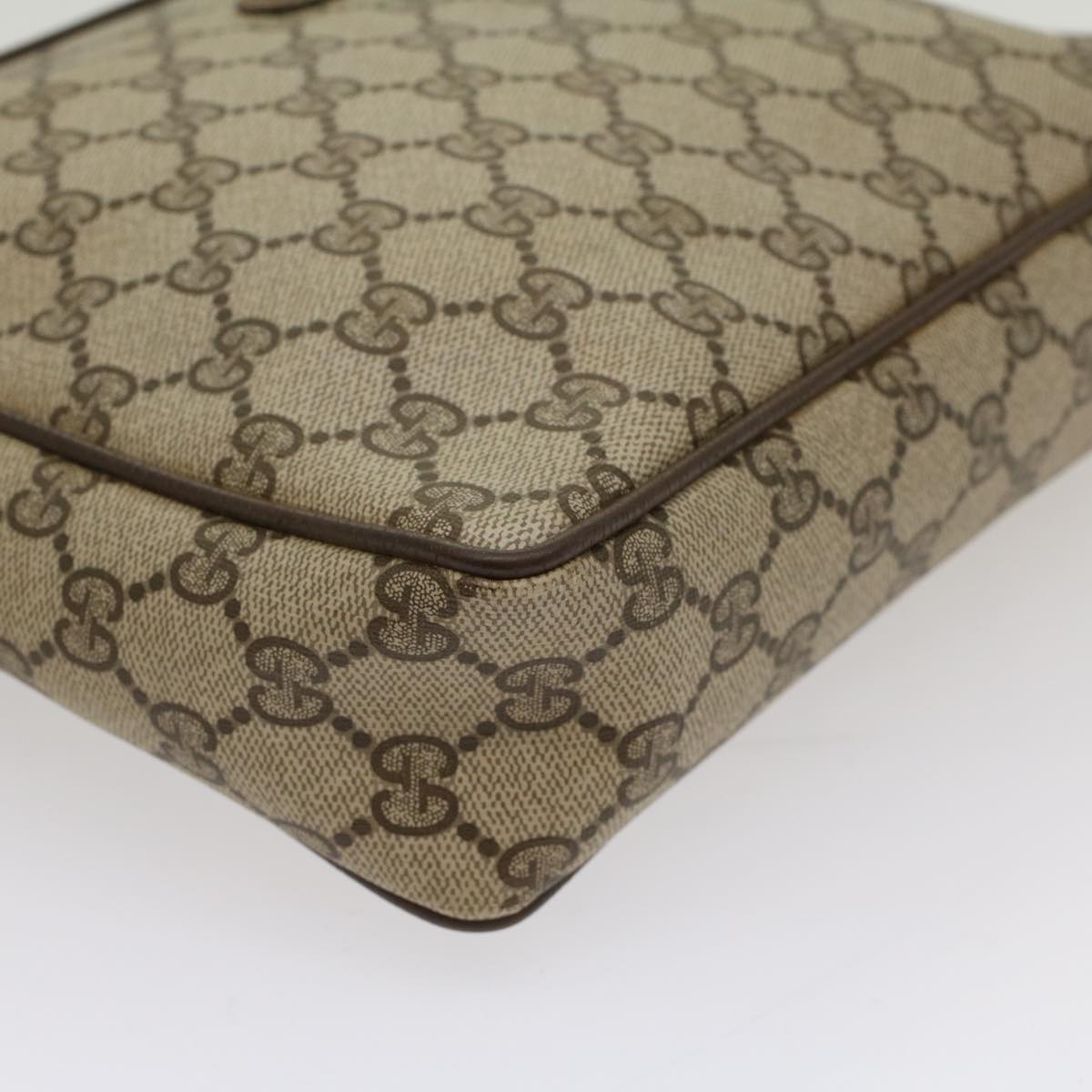 GUCCI GG Canvas Clutch Bag PVC Leather Beige Auth yb355