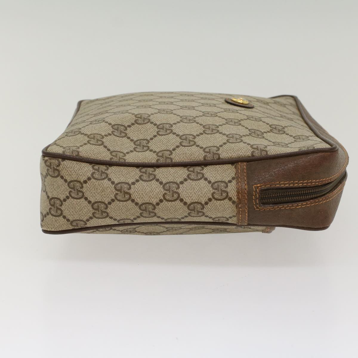 GUCCI GG Canvas Clutch Bag PVC Leather Beige Auth yb355