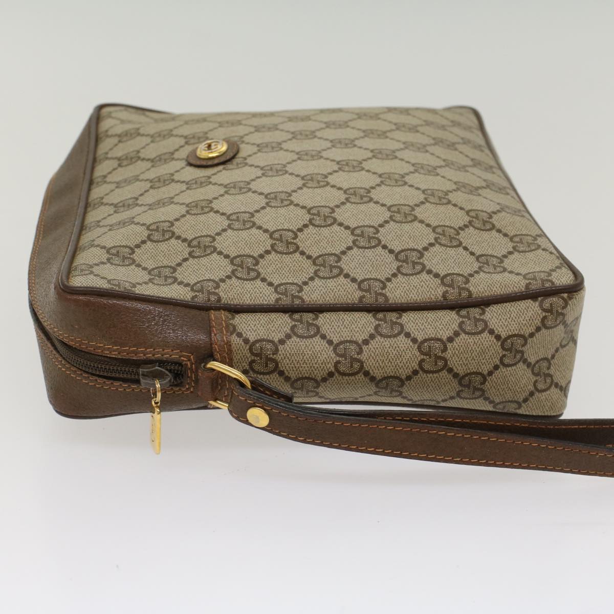 GUCCI GG Canvas Clutch Bag PVC Leather Beige Auth yb355