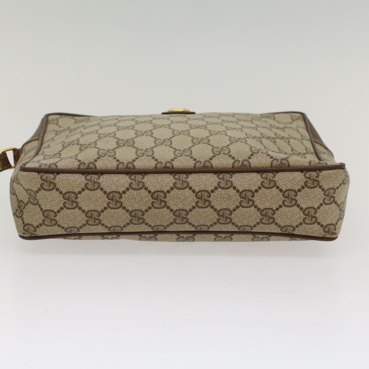 GUCCI GG Canvas Clutch Bag PVC Leather Beige Auth yb355