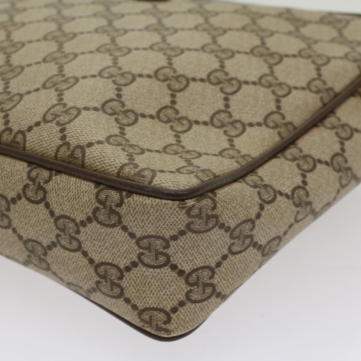 GUCCI GG Canvas Clutch Bag PVC Leather Beige Auth yb355