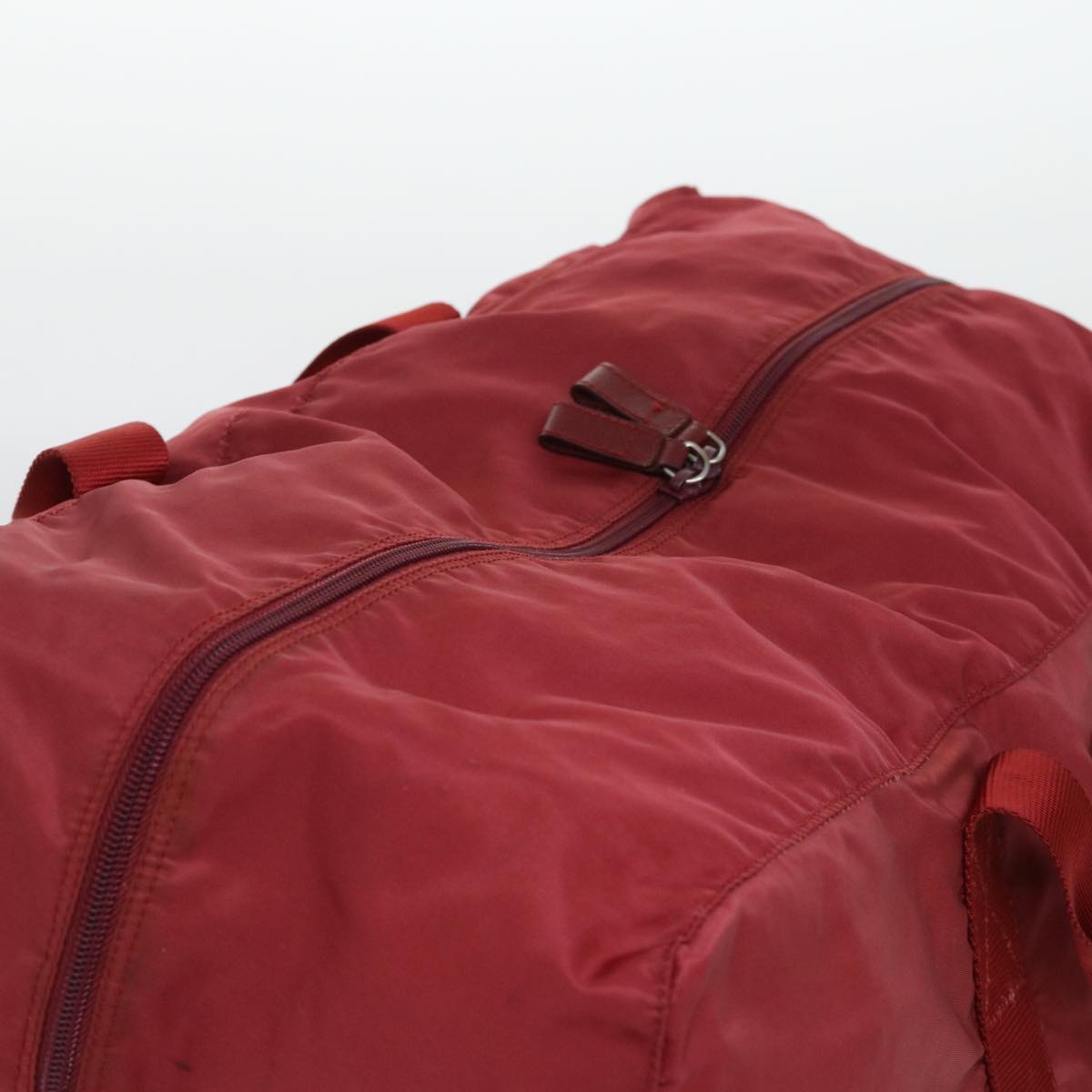 PRADA Boston Bag Nylon Red Auth yb360