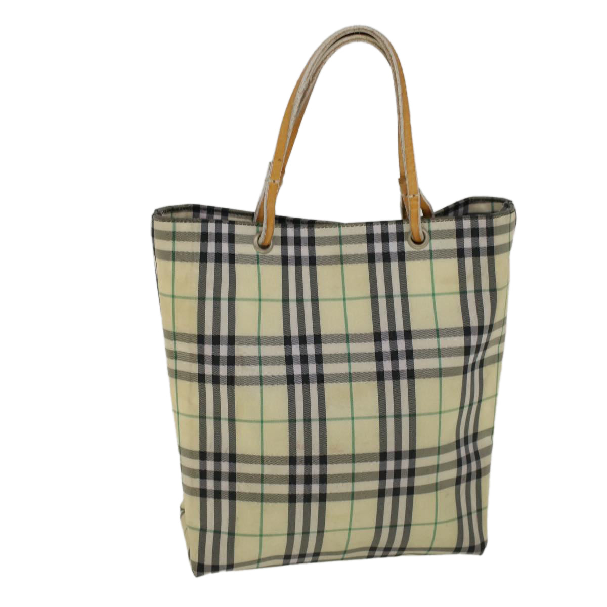 BURBERRY Nova Check Tote Bag Nylon Beige Auth yb393