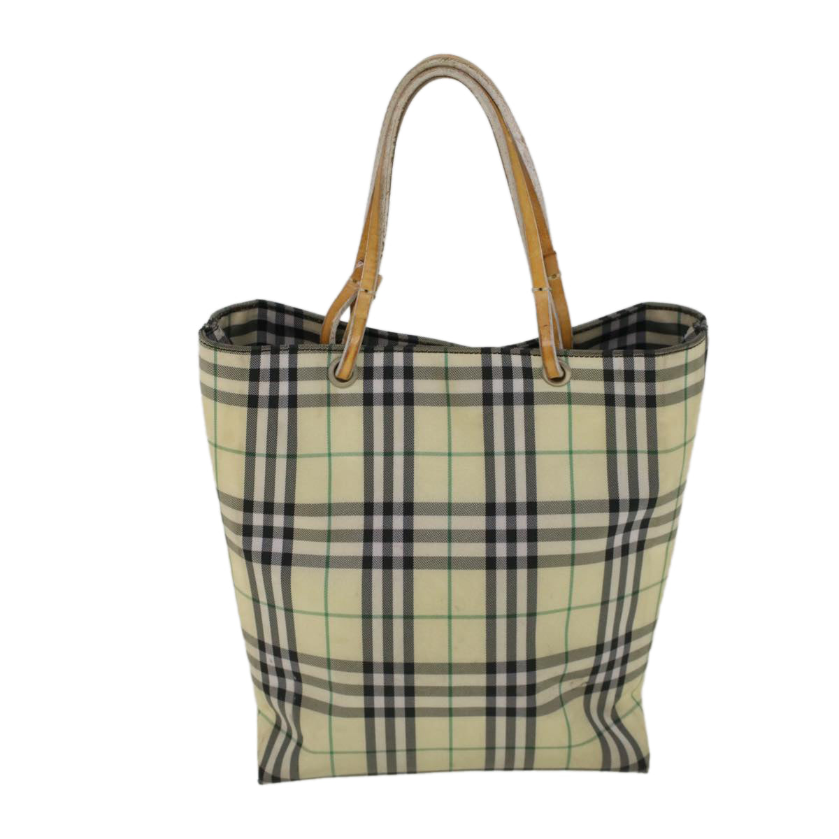 BURBERRY Nova Check Tote Bag Nylon Beige Auth yb393