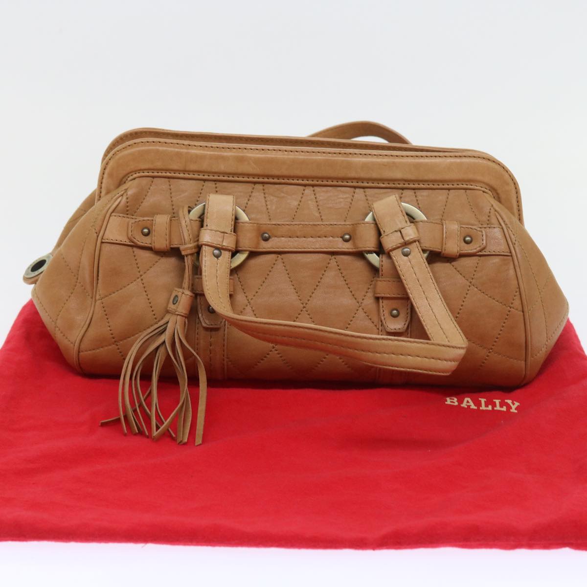BALLY Shoulder Bag Leather Brown Auth yb398