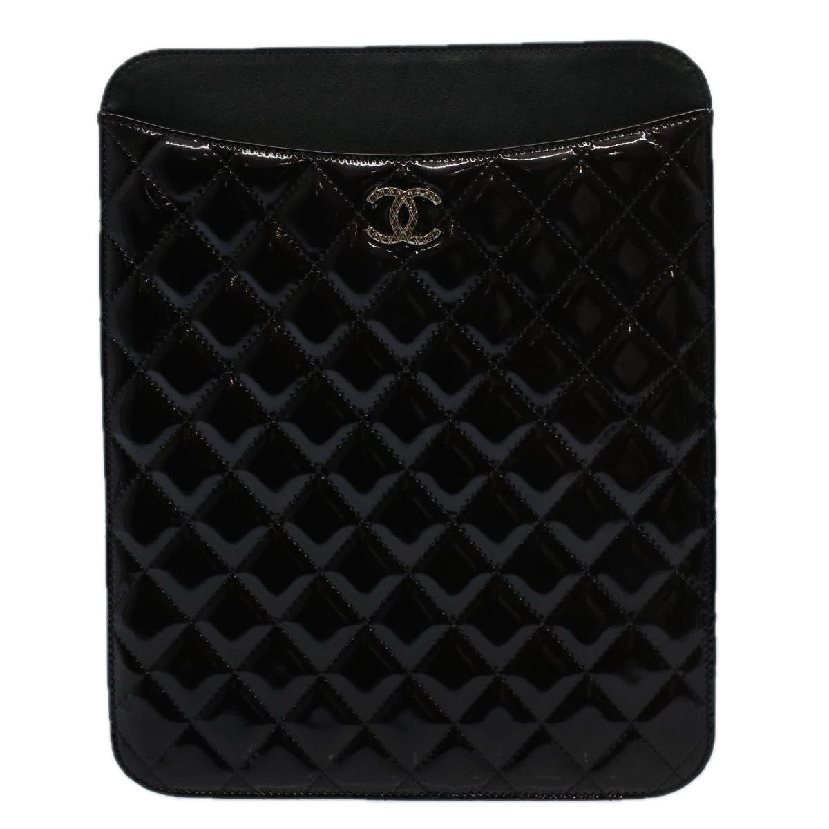 CHANEL iPad Case Patent leather Black CC Auth yb405 - 0