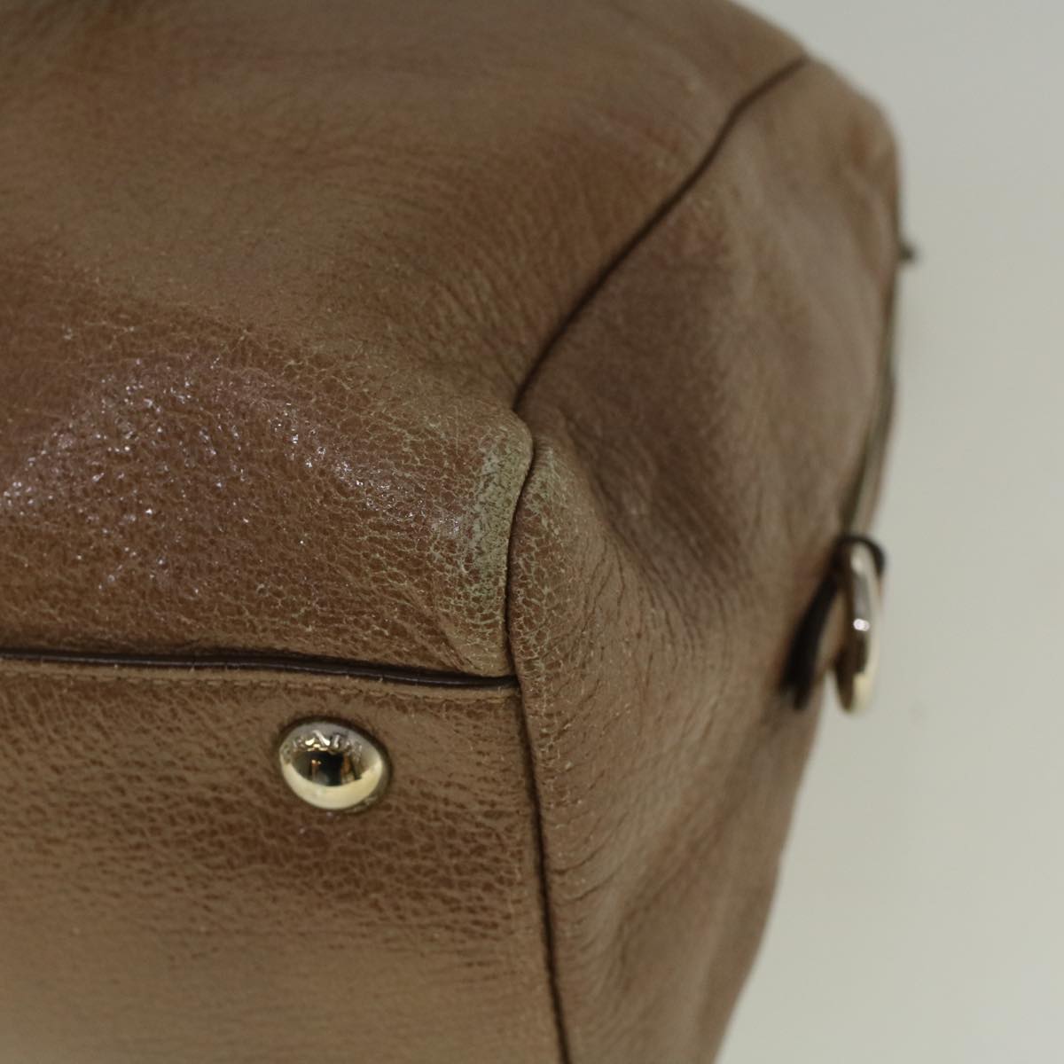 PRADA Hand Bag Leather Brown Auth yb407