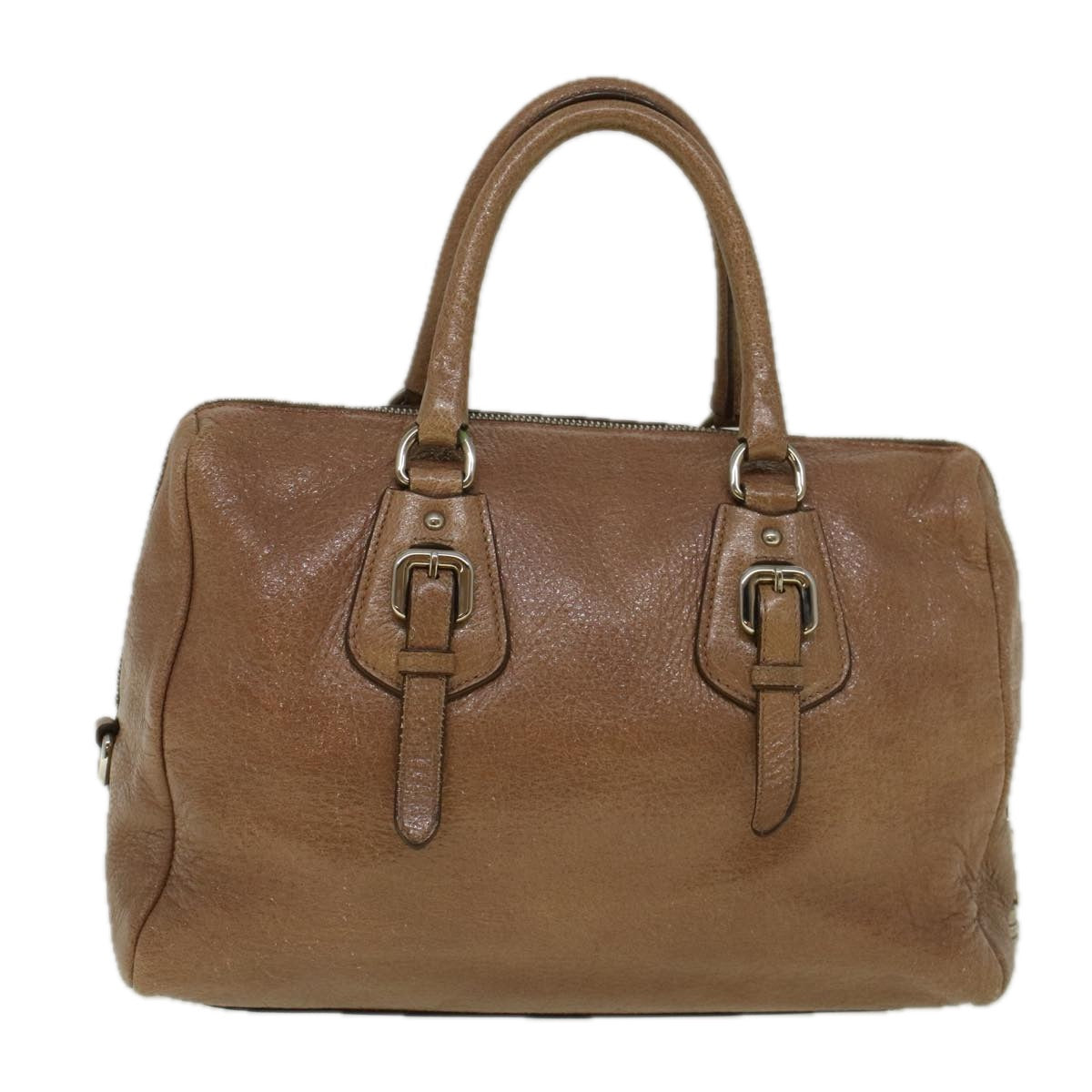 PRADA Hand Bag Leather Brown Auth yb407 - 0