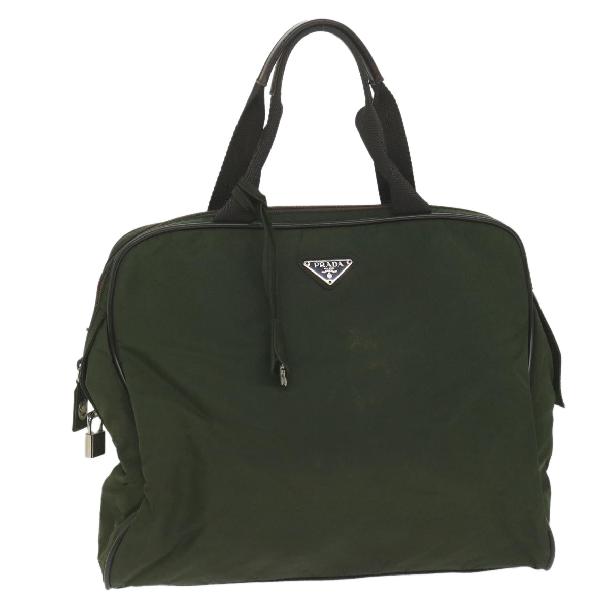 PRADA Hand Bag Nylon Green Auth yb414