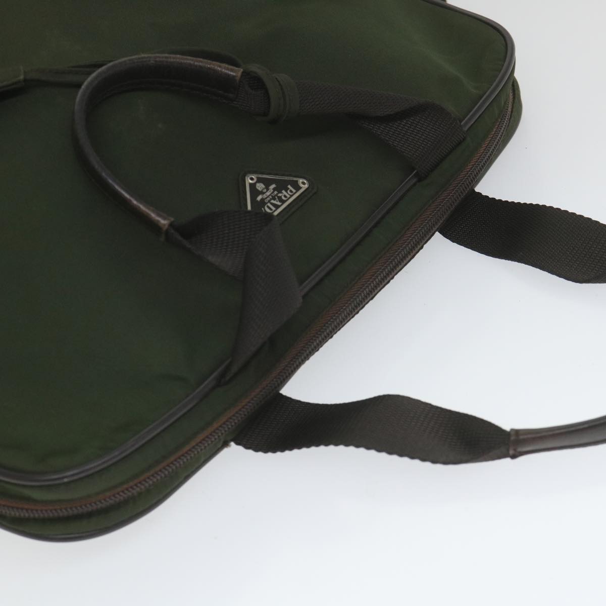 PRADA Hand Bag Nylon Green Auth yb414