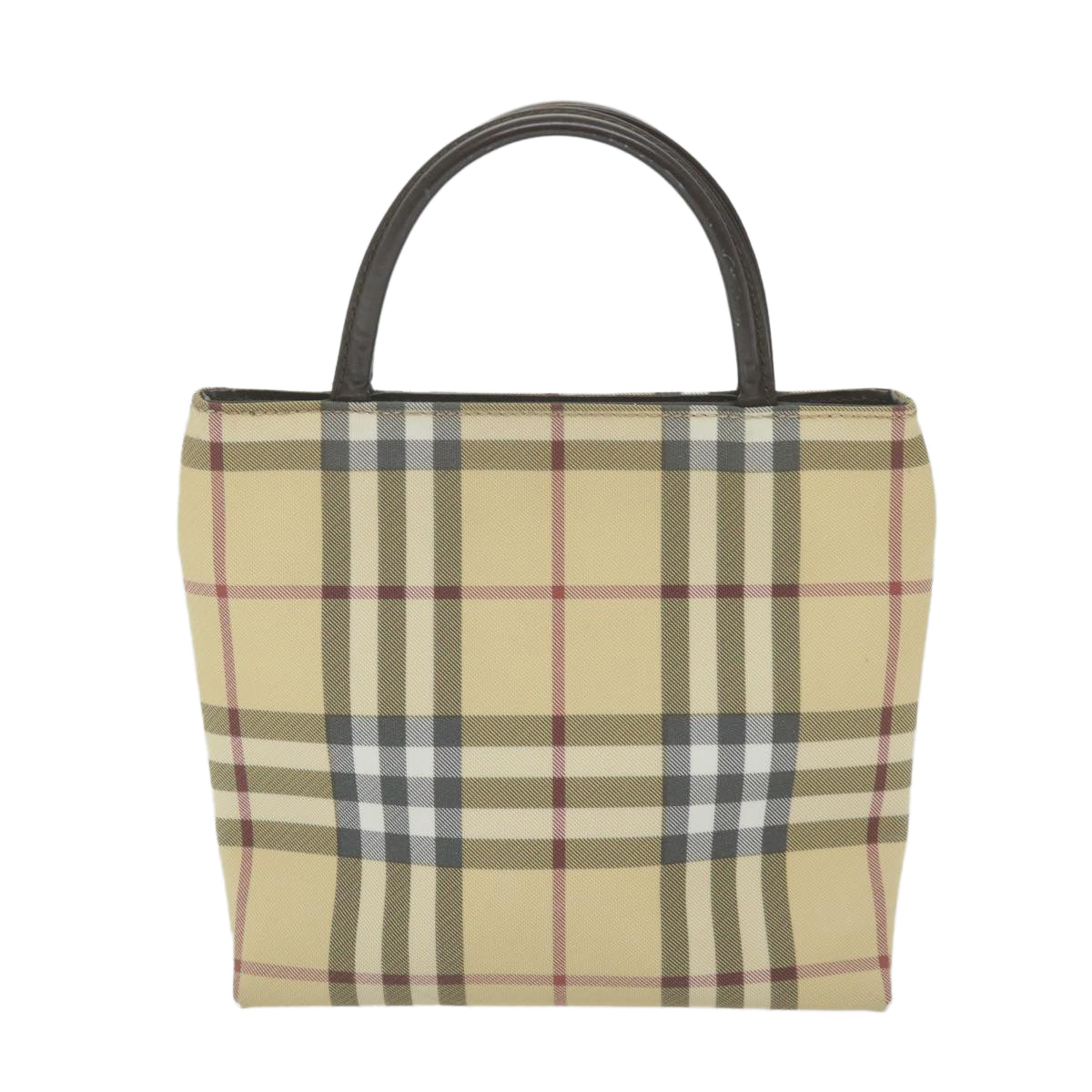 BURBERRY Nova Check Hand Bag PVC Leather Beige Auth yb436