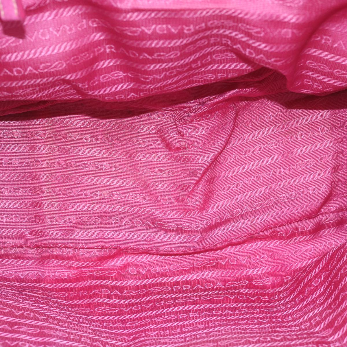 PRADA Hand Bag Canvas Leather Pink Auth yb438