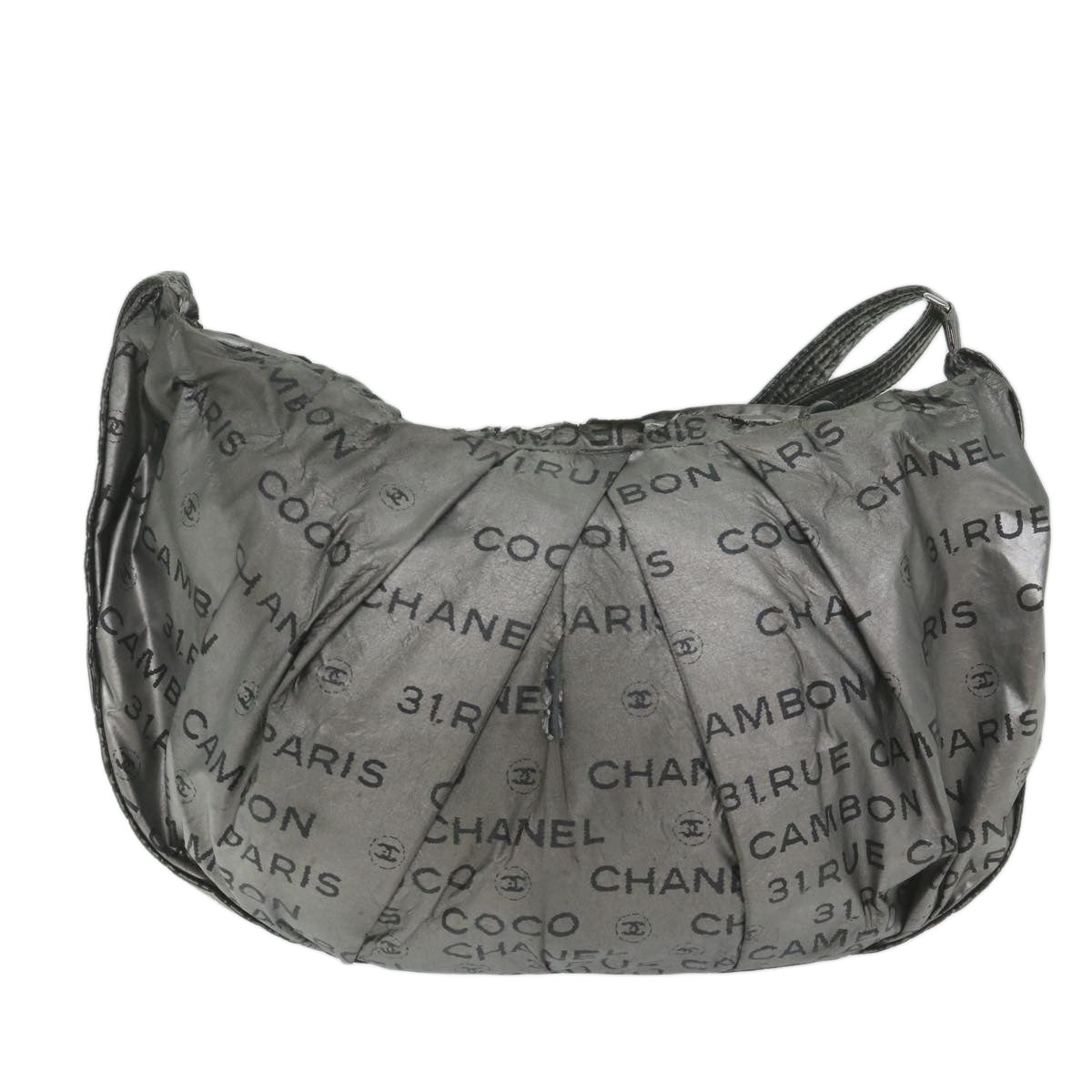 CHANEL Unlimited Shoulder Bag Nylon Silver CC Auth yb449 - 0