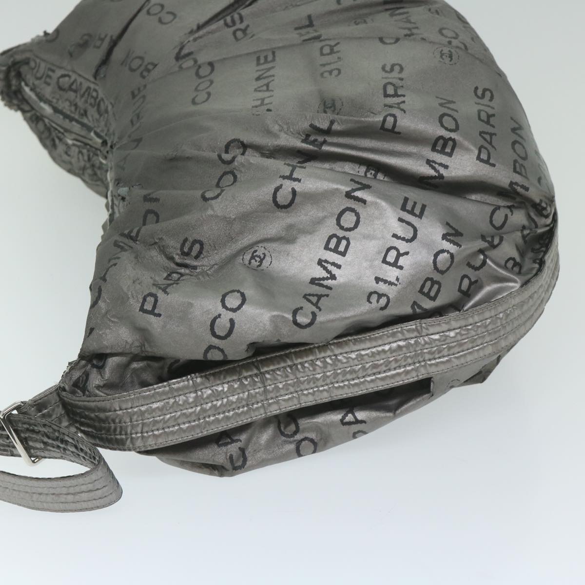 CHANEL Unlimited Shoulder Bag Nylon Silver CC Auth yb449
