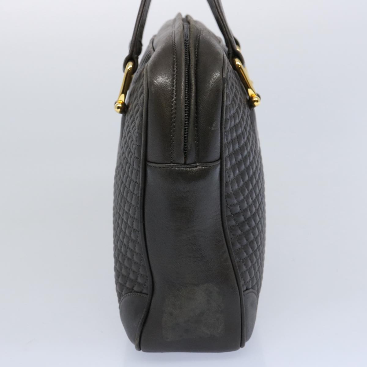 BALLY Hand Bag Leather Gray Auth yb457
