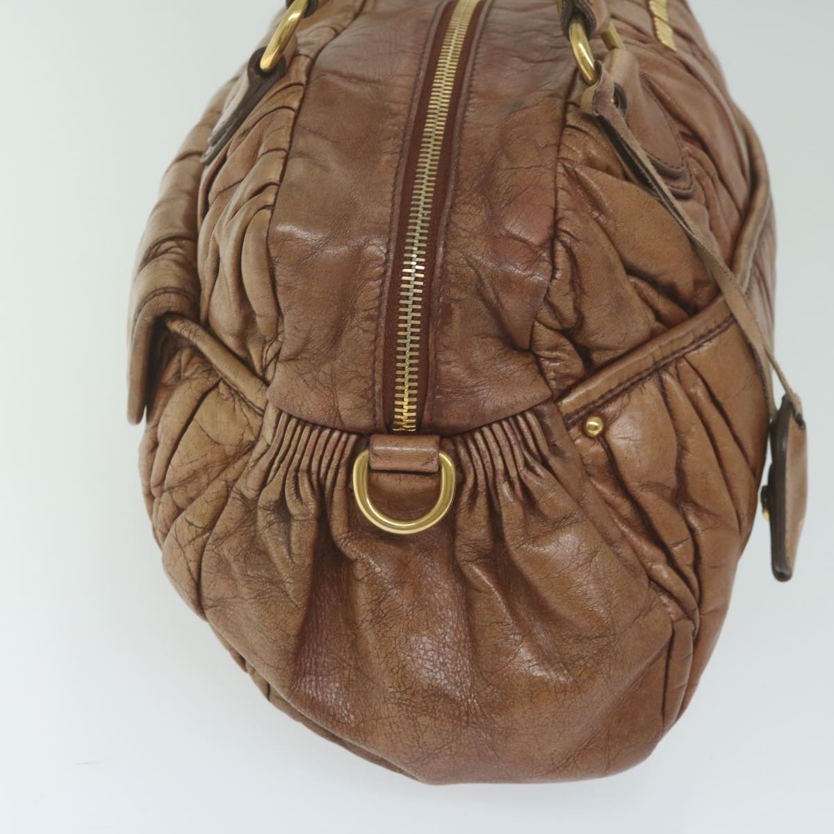 Miu Miu Materasse Hand Bag Leather 2way Brown Auth yb461 - 0