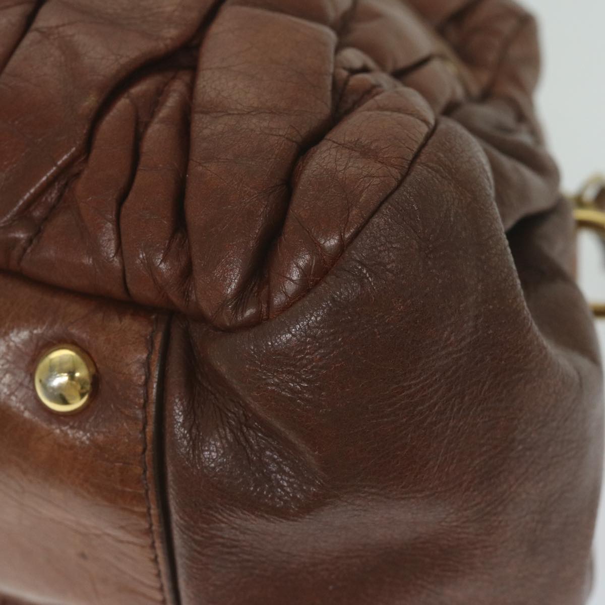 Miu Miu Materasse Hand Bag Leather 2way Brown Auth yb461