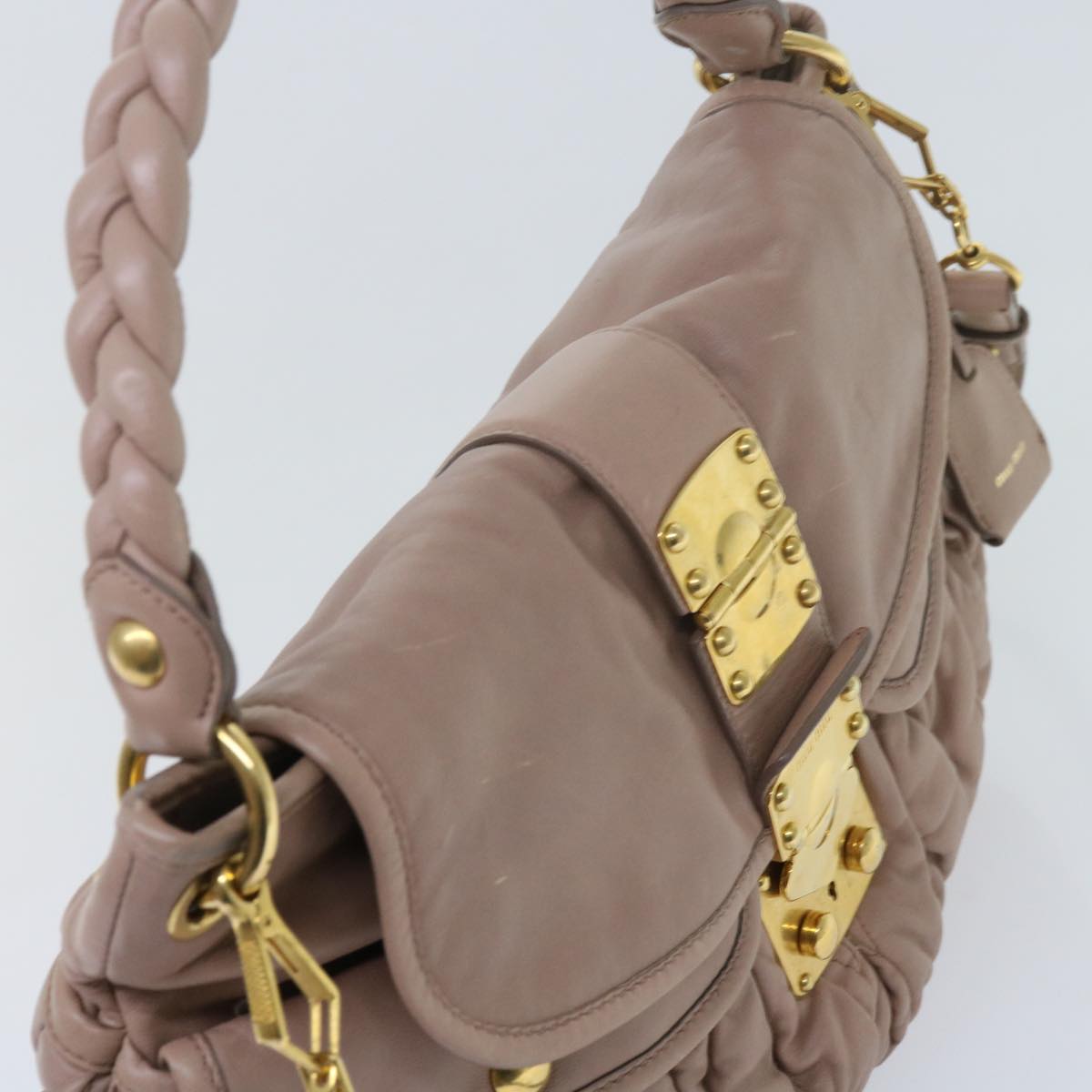 Miu Miu Materasse Shoulder Bag Leather Pink Auth yb464