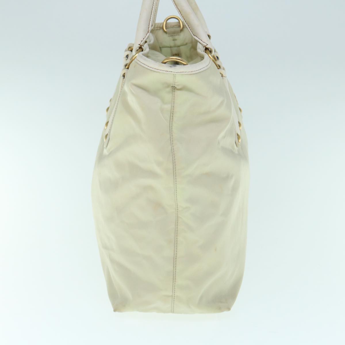 PRADA Hand Bag Nylon 2way Beige Auth yb469