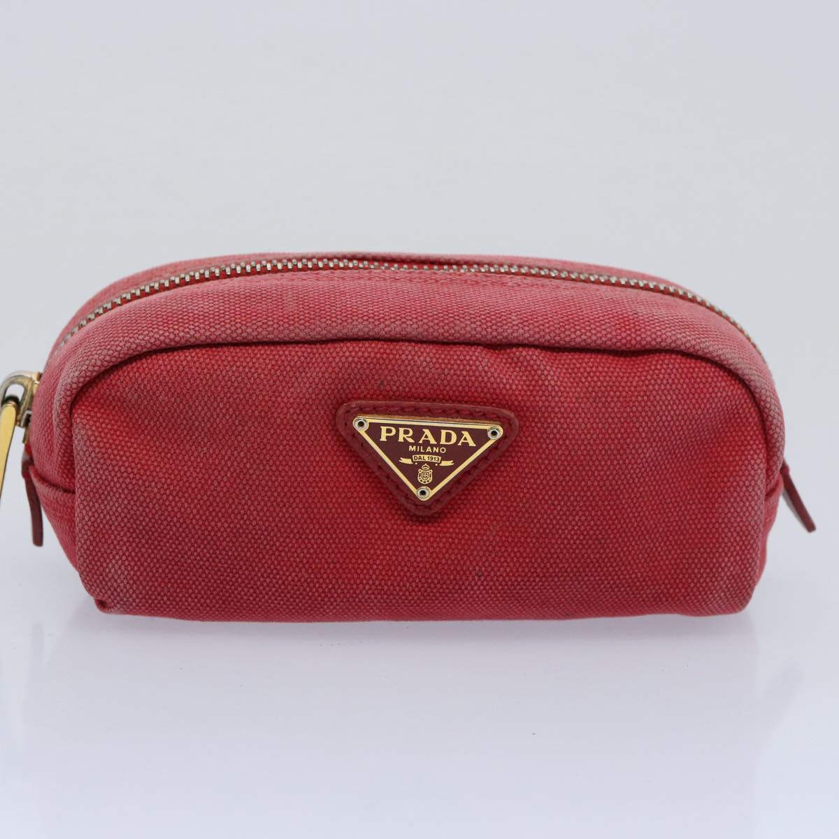 PRADA Wallet Pouch Canvas Leather 2Set Red Pink Auth yb473 - 0