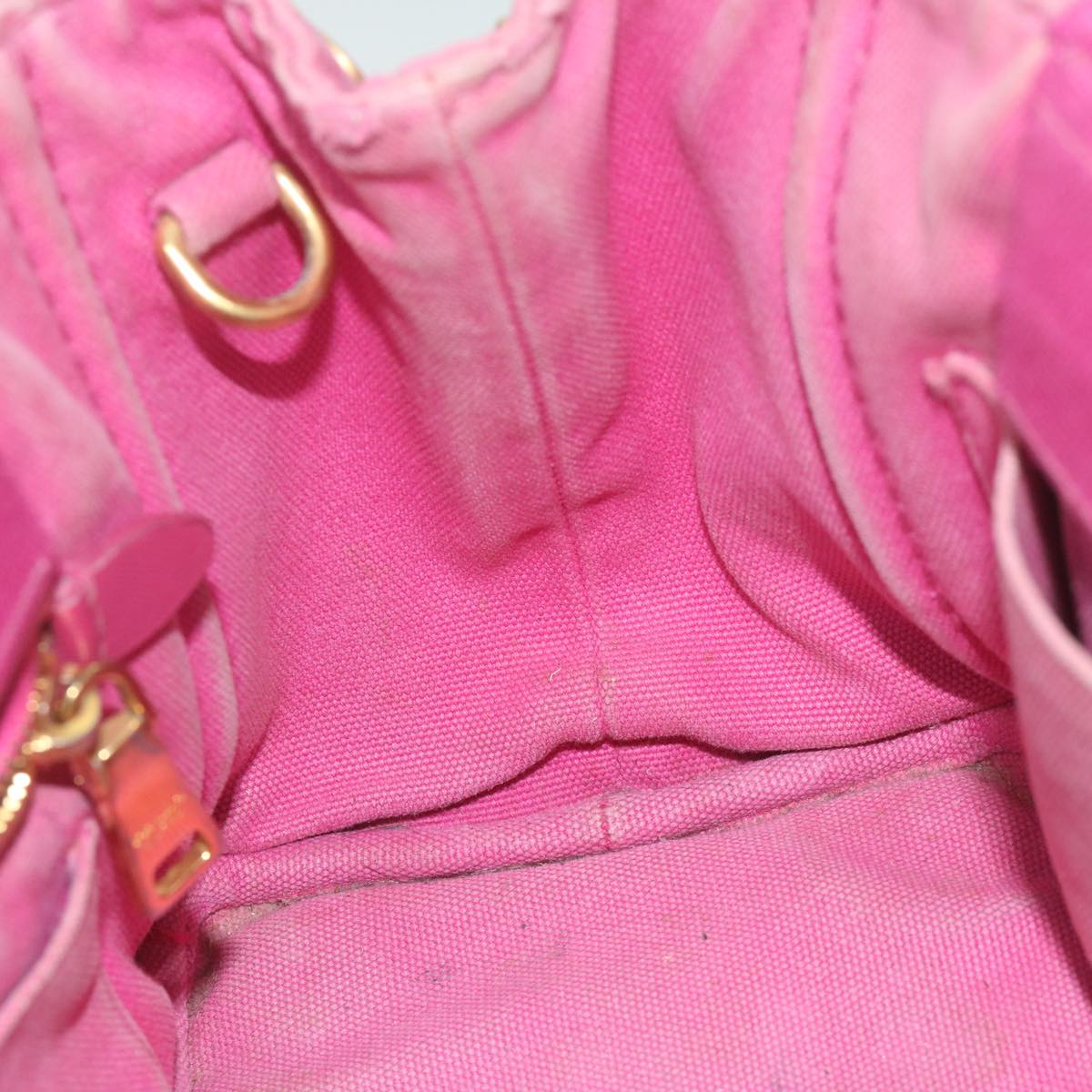 PRADA Canapa PM Hand Bag Canvas Pink Auth yb475