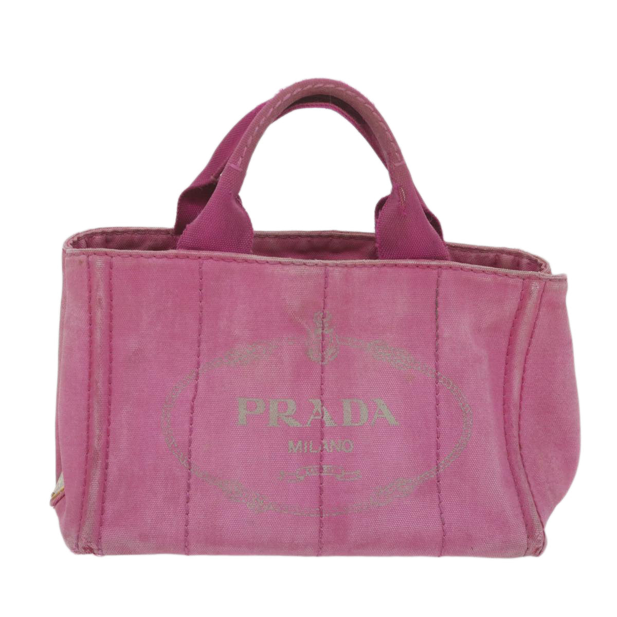 PRADA Canapa PM Hand Bag Canvas Pink Auth yb475 - 0