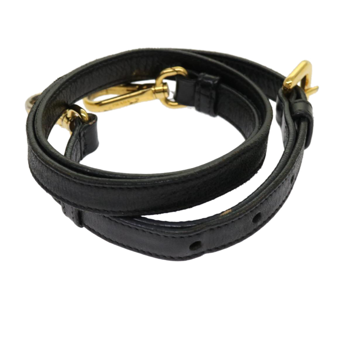 PRADA Adjustable Shoulder Strap Leather 33.9""-38.2"" Black Auth yb479 - 0