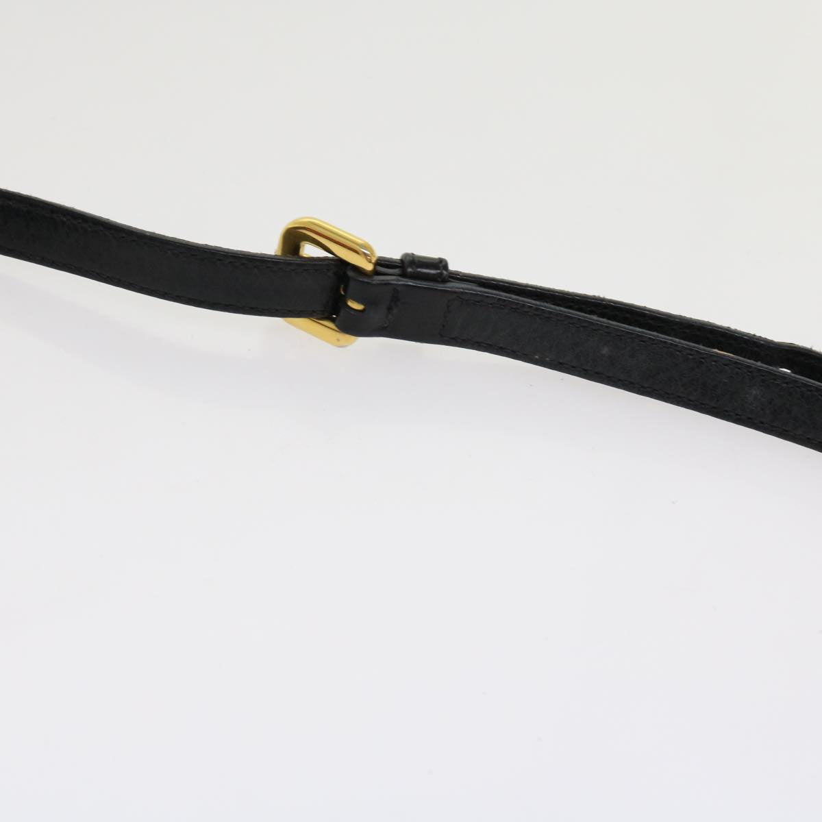PRADA Adjustable Shoulder Strap Leather 33.9""-38.2"" Black Auth yb479