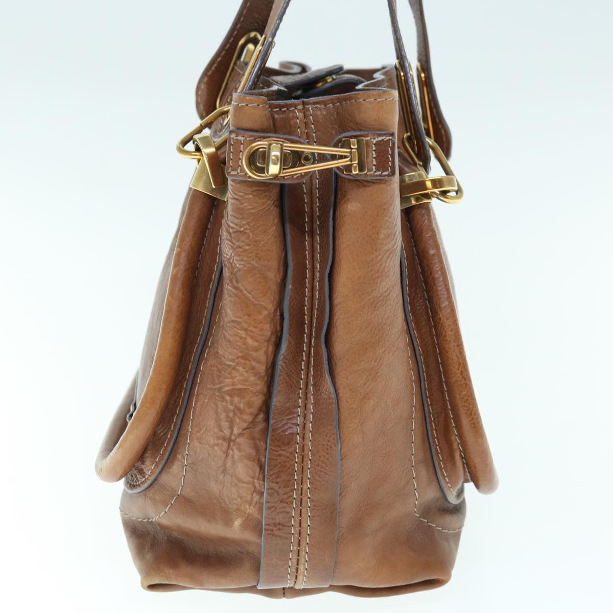 Chloe Paraty Hand Bag Leather Brown 030856 33 Auth yb480