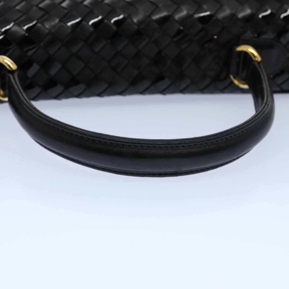 BALLY INTRECCIATO Hand Bag Leather Black Auth yb481