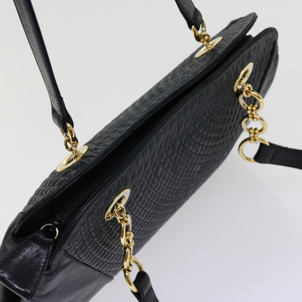 BALLY Shoulder Bag Leather Black Auth yb483