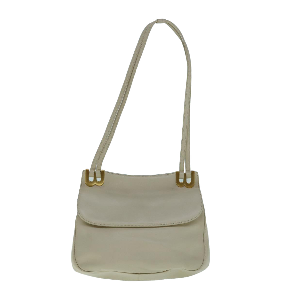 BALLY Shoulder Bag Leather Beige Auth yb485