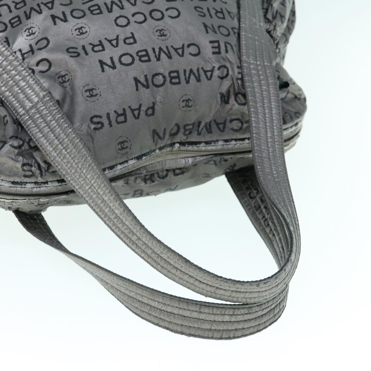 CHANEL Unlimited Shoulder Bag Nylon Silver CC Auth yb486