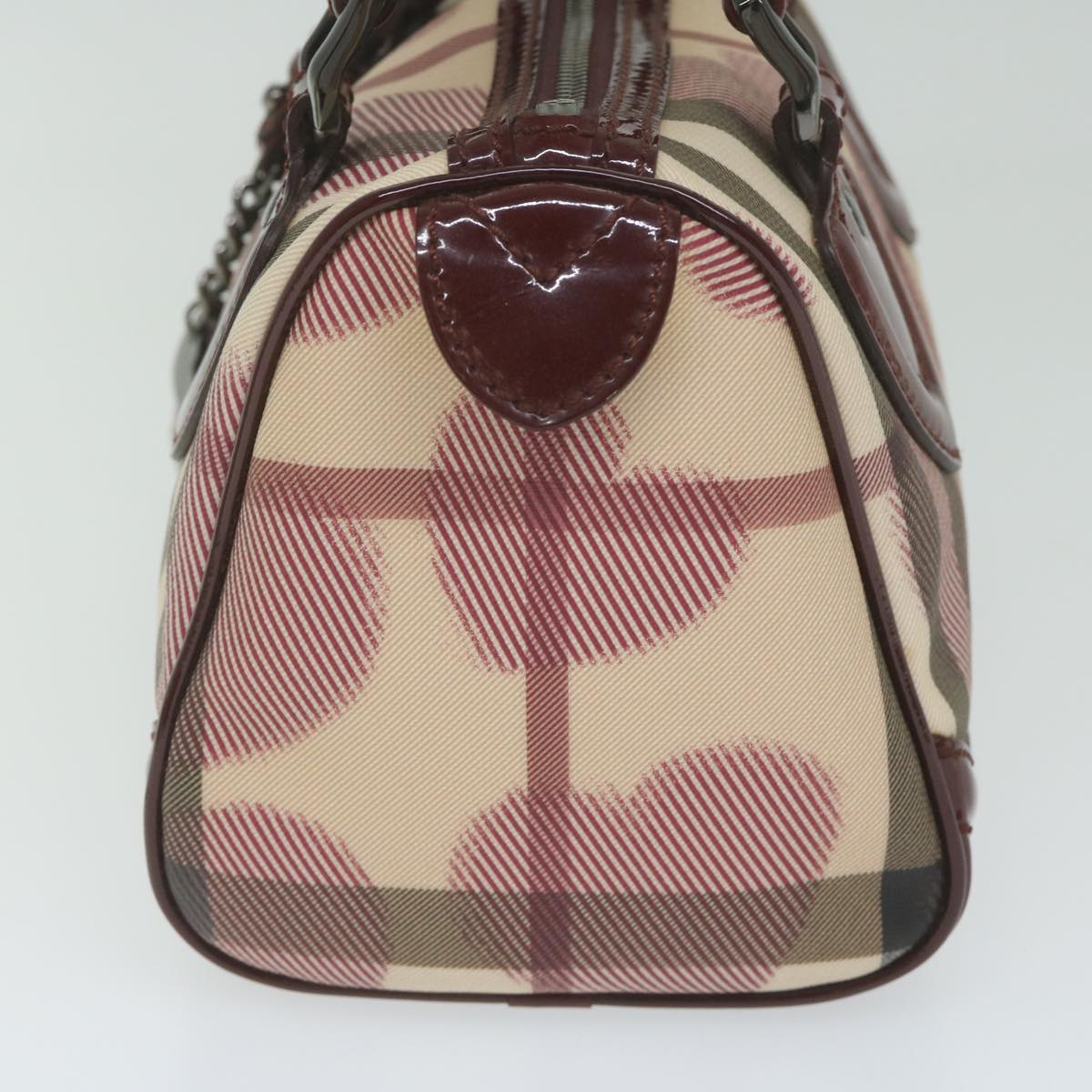 BURBERRY Nova Check Boston Bag Coated Canvas Beige Auth yk10008