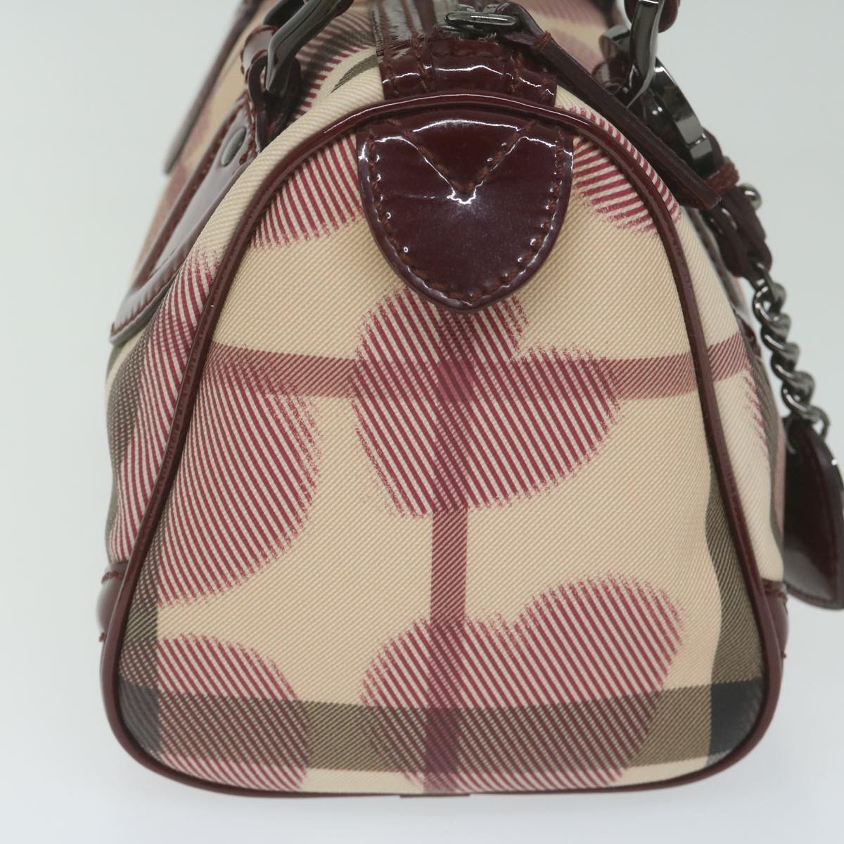 BURBERRY Nova Check Boston Bag Coated Canvas Beige Auth yk10008