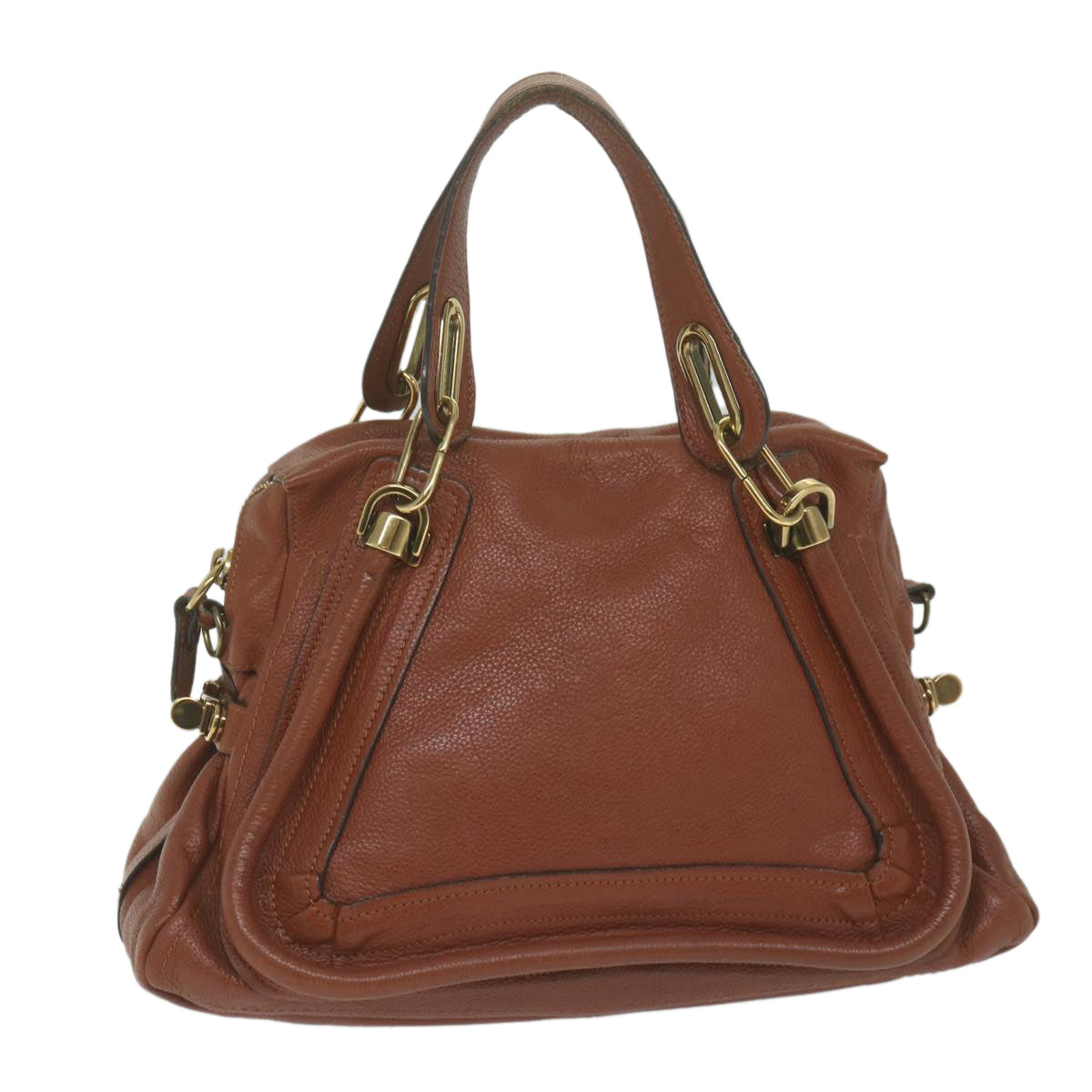Chloe Paraty Hand Bag Leather Brown Auth yk10020