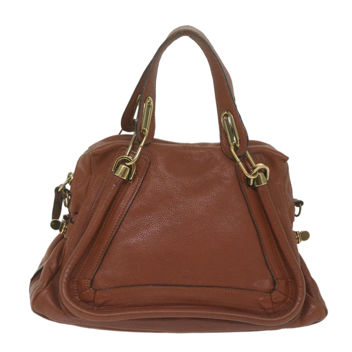 Chloe Paraty Hand Bag Leather Brown Auth yk10020