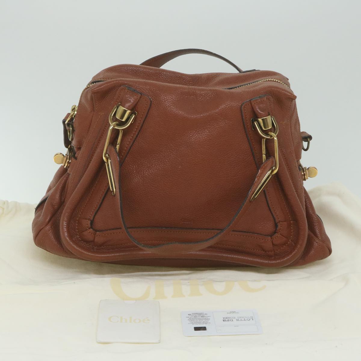 Chloe Paraty Hand Bag Leather Brown Auth yk10020