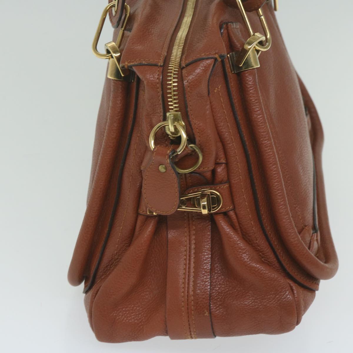 Chloe Paraty Hand Bag Leather Brown Auth yk10020