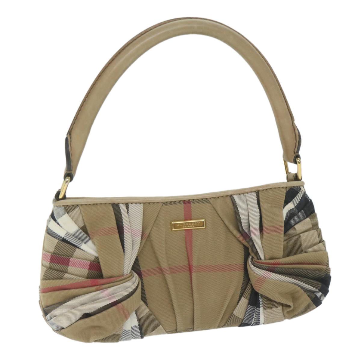 BURBERRY Nova Check Shoulder Bag Canvas Beige Auth yk10037