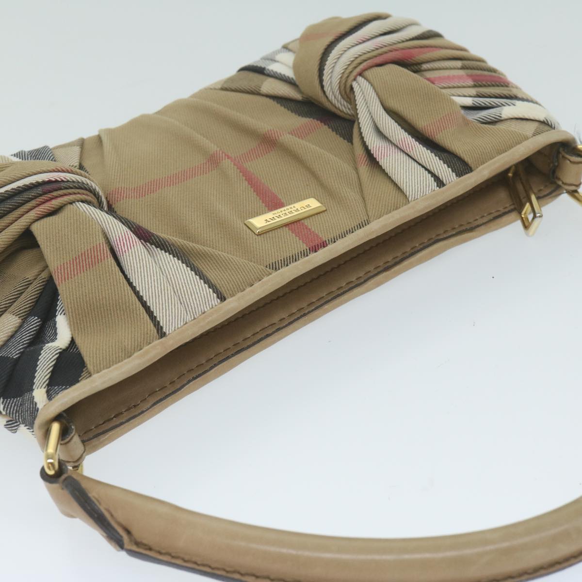 BURBERRY Nova Check Shoulder Bag Canvas Beige Auth yk10037