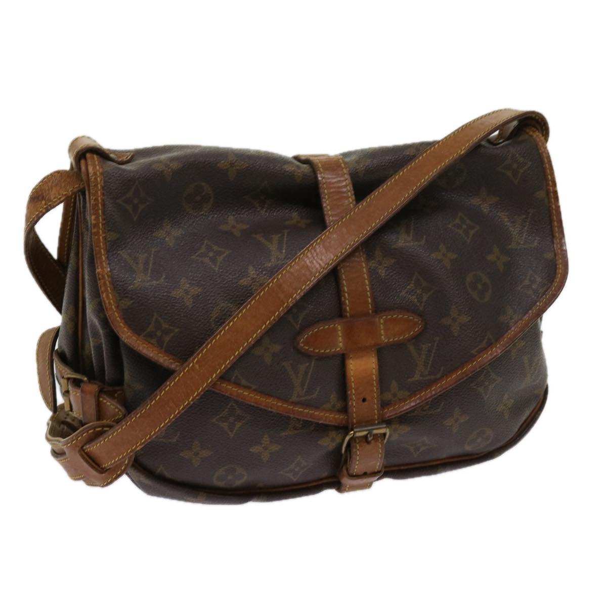 LOUIS VUITTON Monogram Saumur 30 Shoulder Bag M42256 LV Auth yk10048