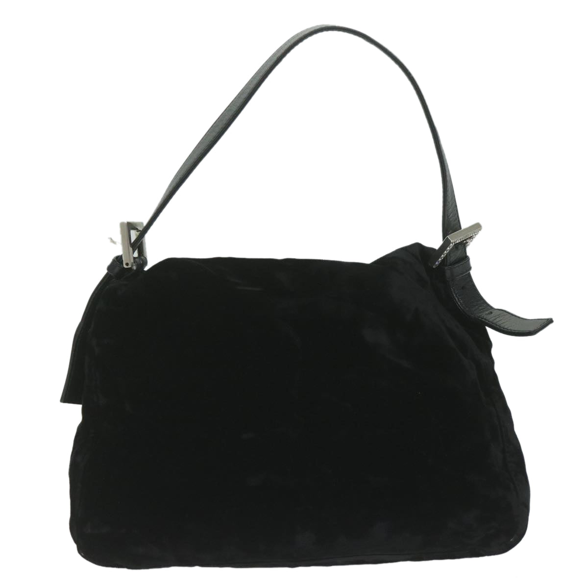FENDI Mamma Baguette Shoulder Bag Velor Black Auth yk10069 - 0