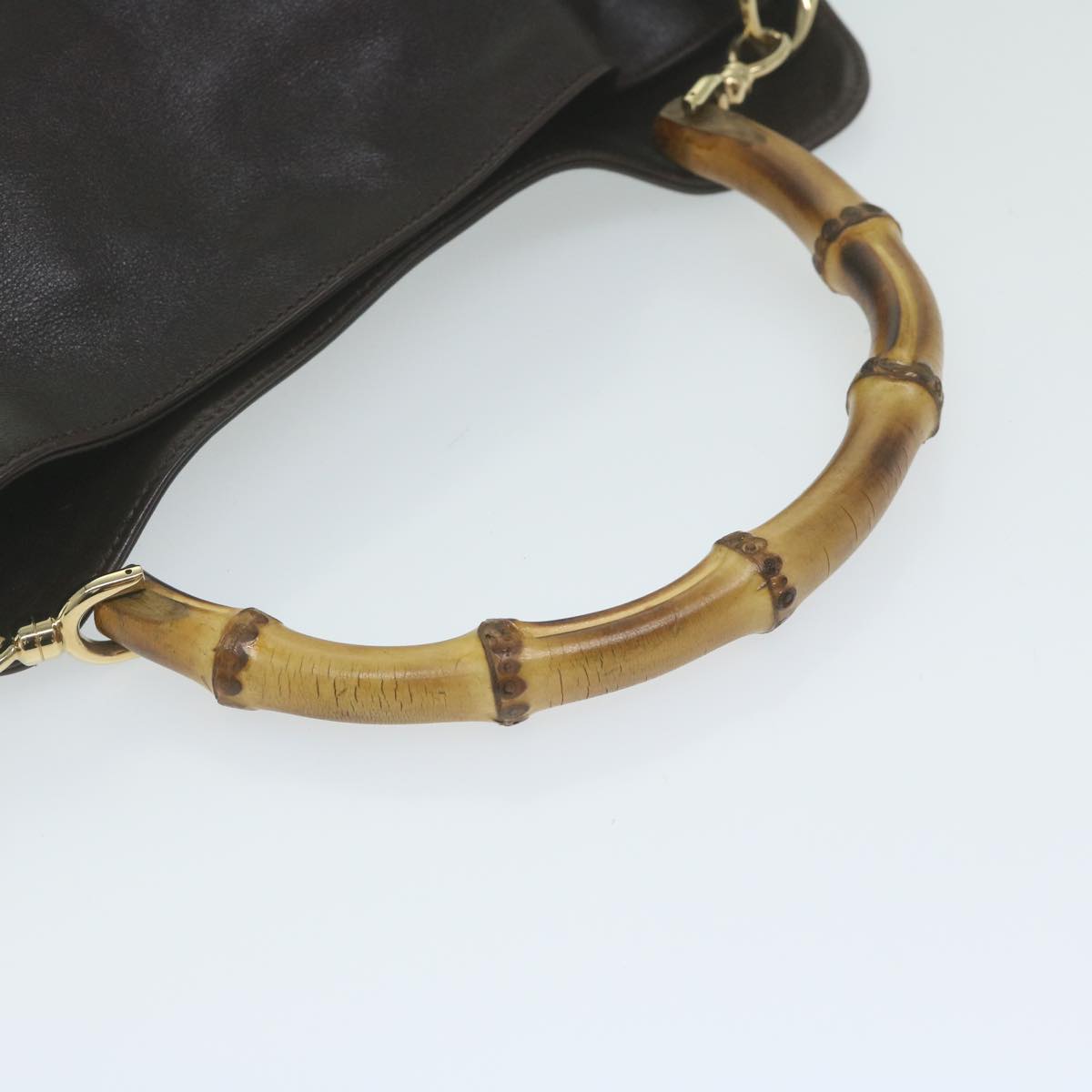 GUCCI Bamboo Shoulder Bag Leather Brown 001 1638 Auth yk10071