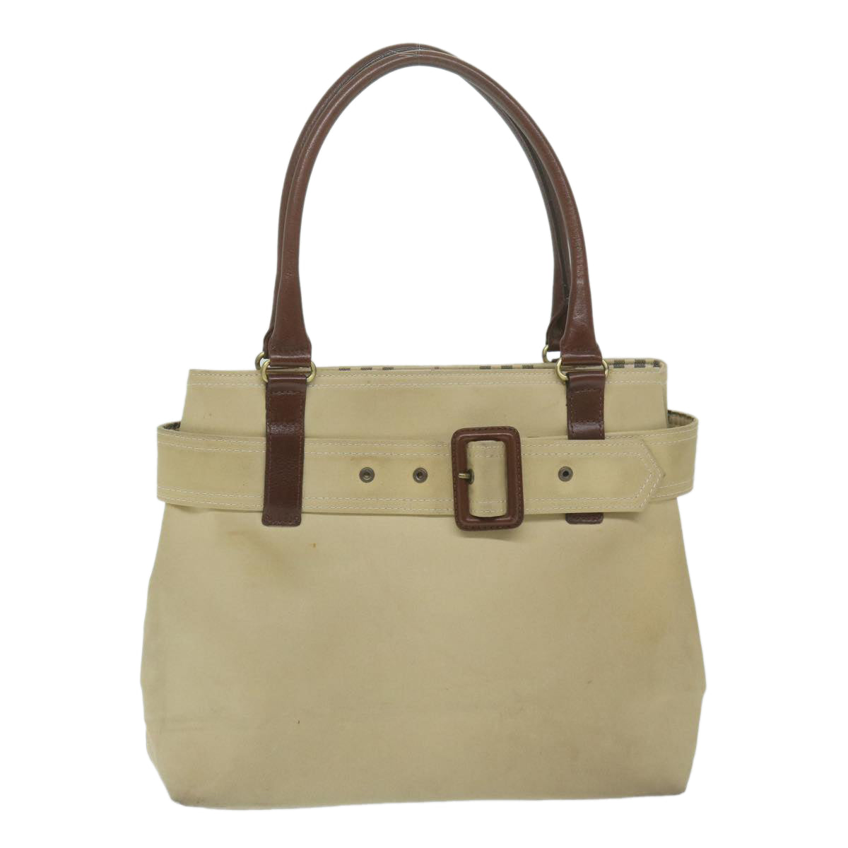 BURBERRY Hand Bag Canvas Beige Auth yk10080